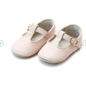 L'Amour Evie T-Strap Mary Jane Crib Shoes, Pink